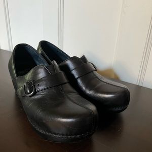 Dansko Tamara black leather clogs, size 41